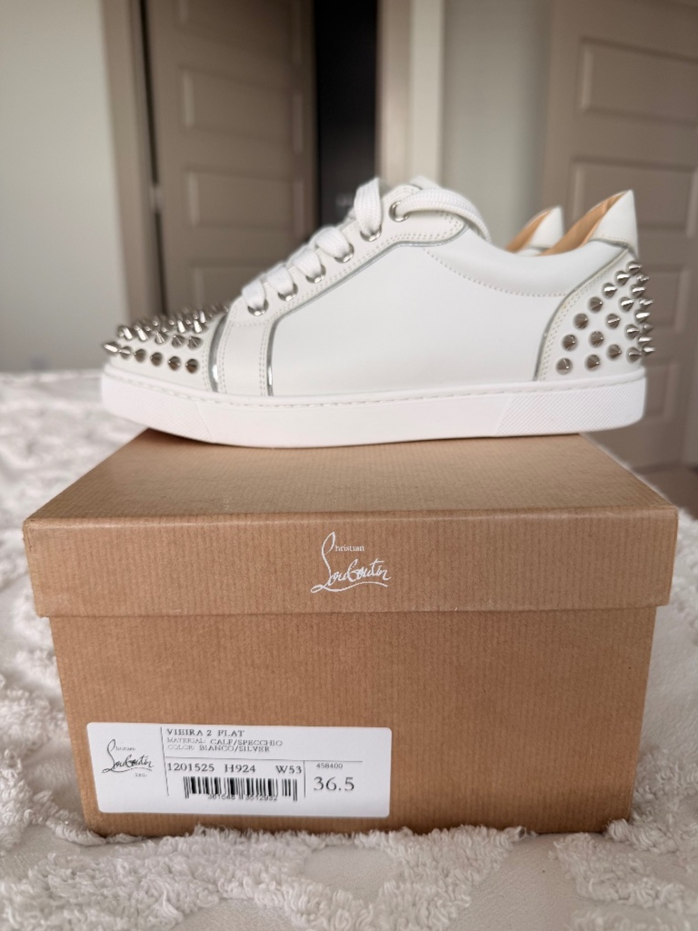 Christian Louboutin Vieira 2 Flat Spiked Leather Sneakers – EU 36.5